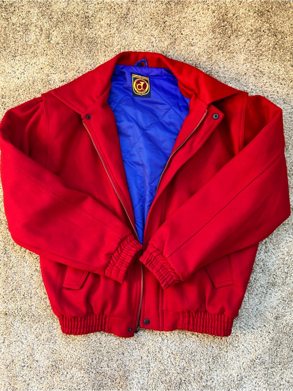 Vintage 80/90s Wool Bomber Jacket - Hunting Horn by J Riggins - Men’s M